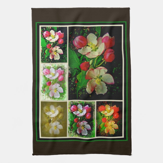 Apple Blossom Collage - Verbessertes digitales Fot Küchentuch (Vertikal)