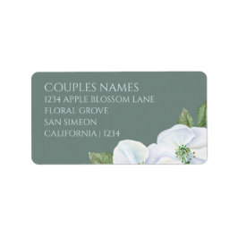Apple Blossom Grün-Weiß-Blume Hochzeit Adressaufkleber