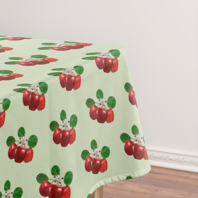 Apple Blossom & Red Fruits auf hellgrüne Seite Tischdecke (Beispiel)