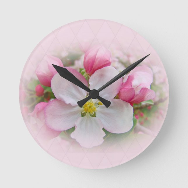 Apple Blossom Time Runde Wanduhr (Vorderseite)