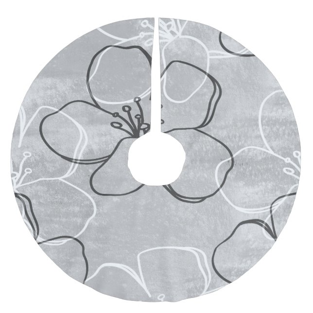 Apple Blossom Traum: Abstrakte Ornamente Polyester Weihnachtsbaumdecke (Vorderseite)