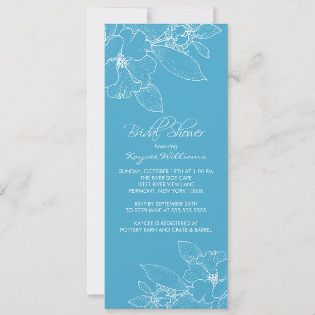 Apple Blossom Türkis Bridal Dusche Einladung (Vorderseite)