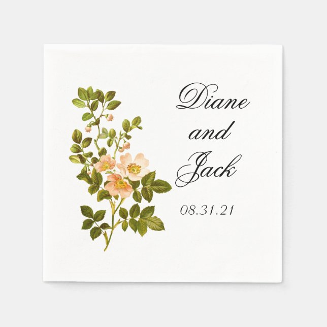 Apple Blossom Wasserfarbenstems Hochzeit Serviette (Vorderseite)