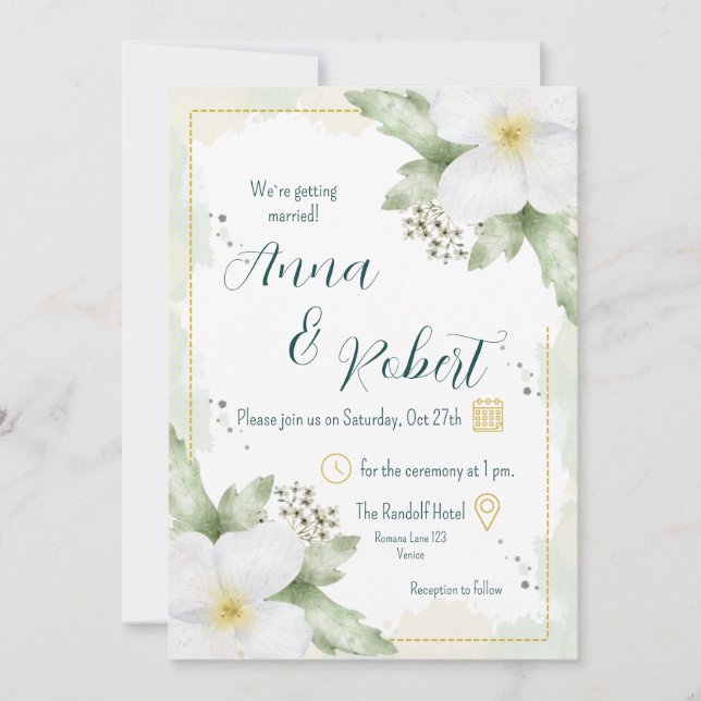 Apple Blossom Watercolor Florals Wedding Einladung (Vorderseite)