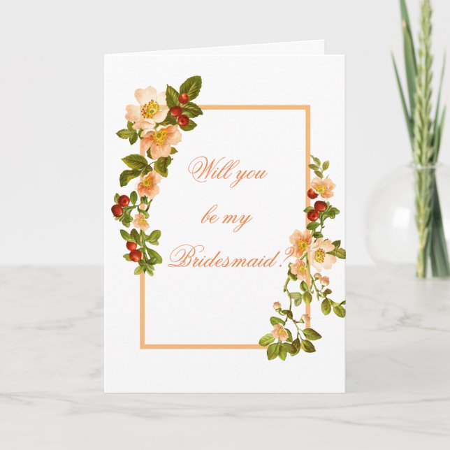Apple Blossom Watercolor Stems Bridesmaid Karte (Vorderseite)