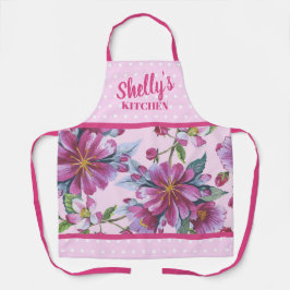 Apple Blossoms and Pink Polka Dots Apron Schürze