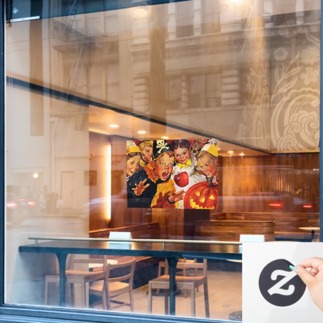 Apple Bobbing Gefahren Fensteraufkleber (Café-Fenster)