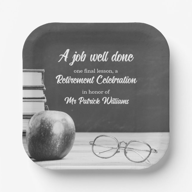 Apple Books Noir, Lehrerin für Altersversorgung Pappteller (Vorderseite)