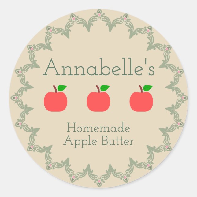 Apple-Butter-Etikett Runder Aufkleber (Vorderseite)