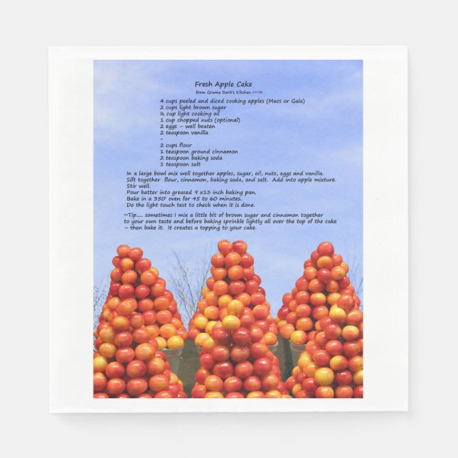 Apple Cake Rezept Papier Napkin Serviette (Vorderseite)