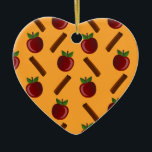 Apple Cinnamon Muster Keramik Ornament<br><div class="desc">Apfel- und Zimtmuster auf orangefarbenem Hintergrund. Bitte besuchen Sie meinen Shop für weitere Produkte mit hochwertigen Winterdesigns! --></div>