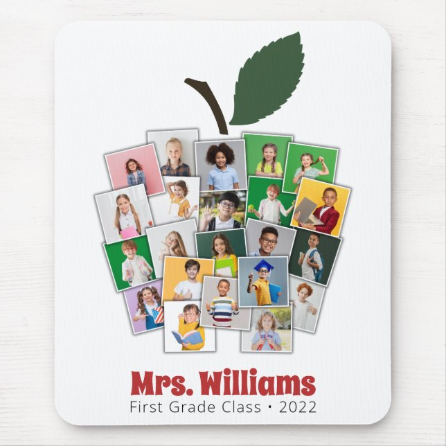 Apple Collage Geschenk für Lehrer 22 Fotos Mousepad (Vorne)