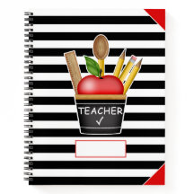 Apple Cupcake Stripes, großes Notebook für Lehrer