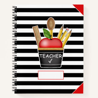 Apple Cupcake Stripes, großes Notebook für Lehrer Notizbuch