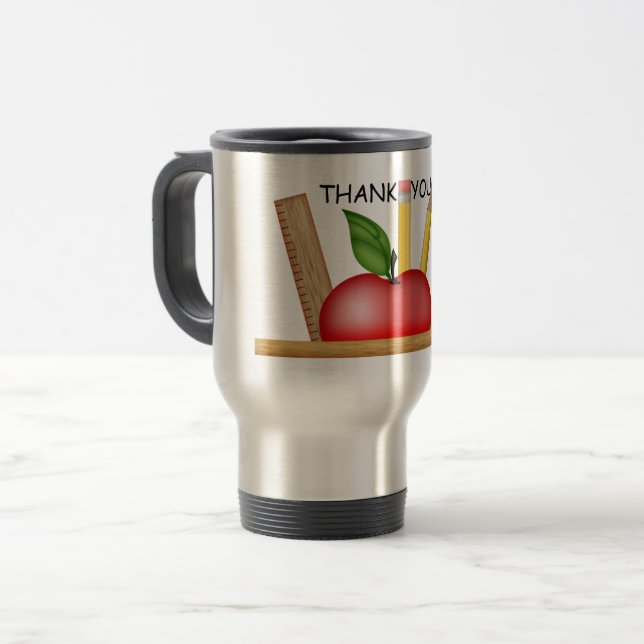Apple Custom Travel Mug für Lehrer Reisebecher (Vorderseite Links)