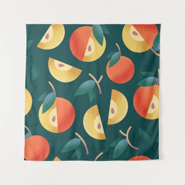 Apple Delight: Dunkelgrün nahtlos. Wandteppich (Vorderseite)