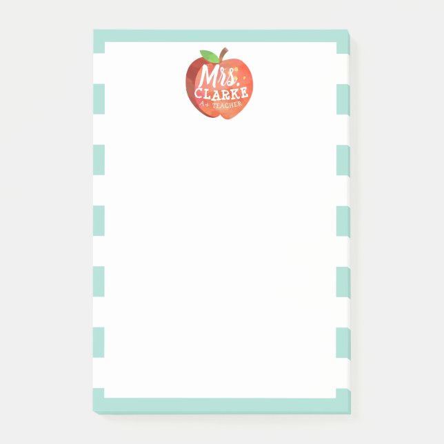 Apple des Lehrers| Kundenspezifischer Name Post-it Klebezettel (Vorderseite)