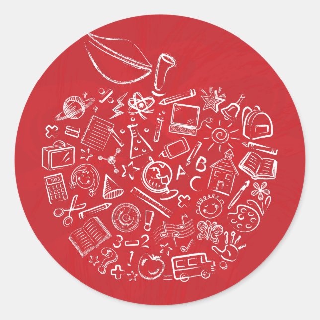 Apple Doodle Aufkleber für Lehrer (Vorderseite)