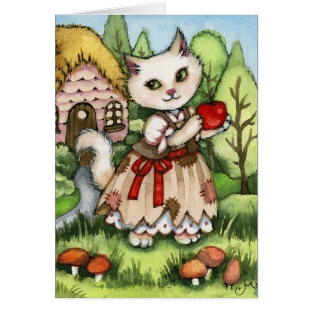 Apple du blanc de neige - carte mignonne de chat (Devant)