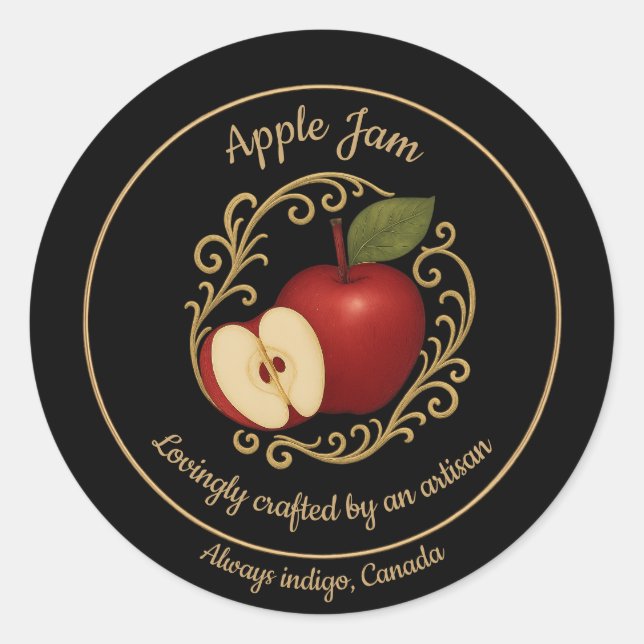 Apple Ember – Handgemachtes Marmeladen Runder Aufkleber (Vorderseite)