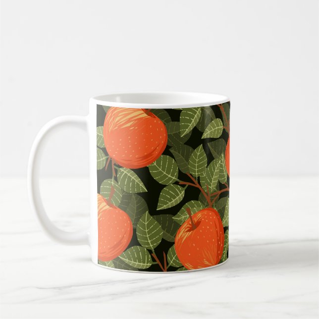 Apple Ernte: Grüne Blätter Vintag Kaffeetasse (Links)