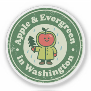 Apple & Evergreen_ Washington Naturinspiriert  Aufkleber