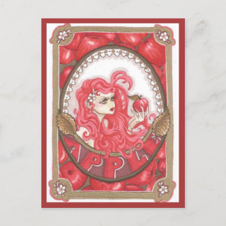 Apple Fairy Fantasy Art Nouveau Print Postkarte