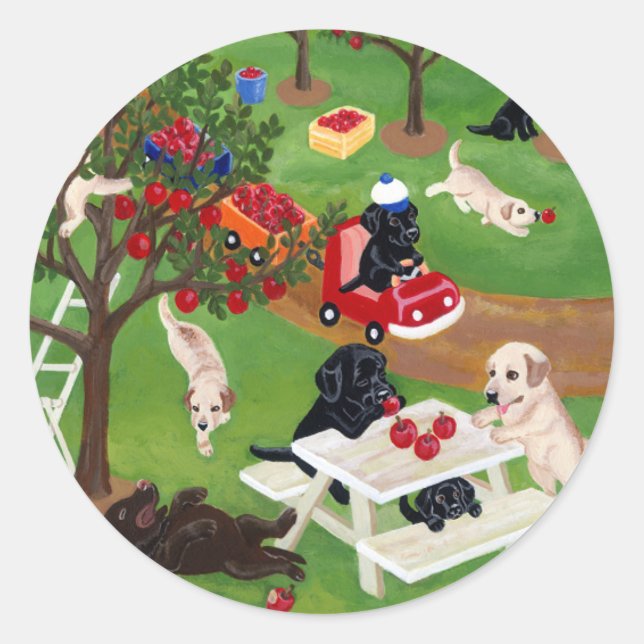Apple Farm Labradors Runder Aufkleber (Vorderseite)