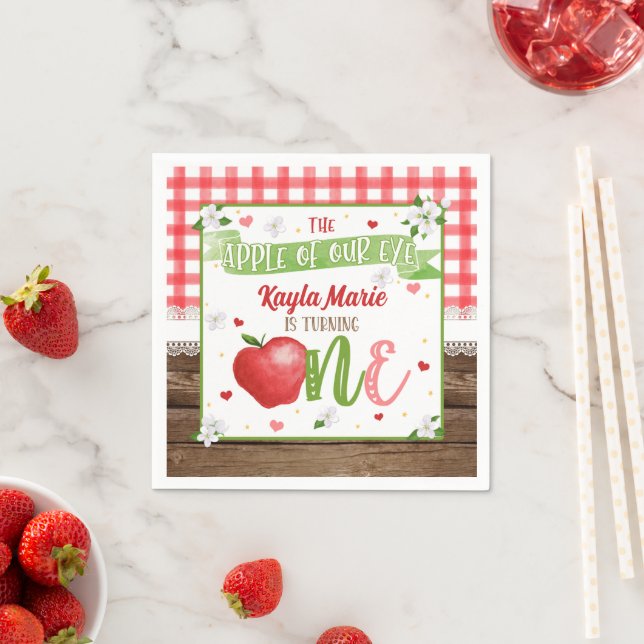 Apple First Birthday Napkin - Apfel unseres Auges Serviette (Beispiel)