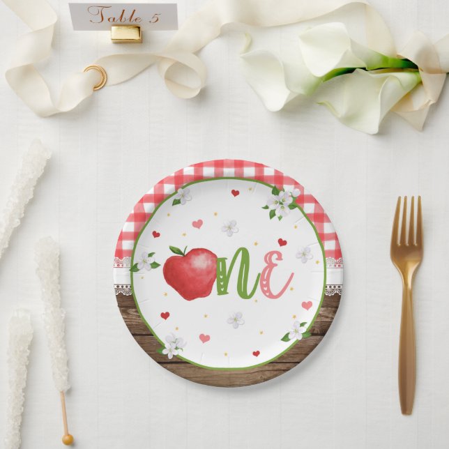 Apple First Birthday Plate Pappteller (Hochzeit)