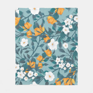 Apple Floral: Blühendes Mustermotiv. Fleecedecke