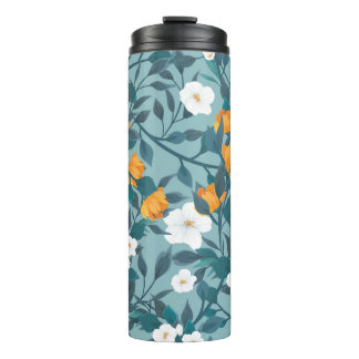 Apple Floral: Blühendes Mustermotiv. Thermosbecher