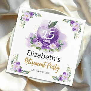 Apple Floral Teacher Retirement Party Serviette