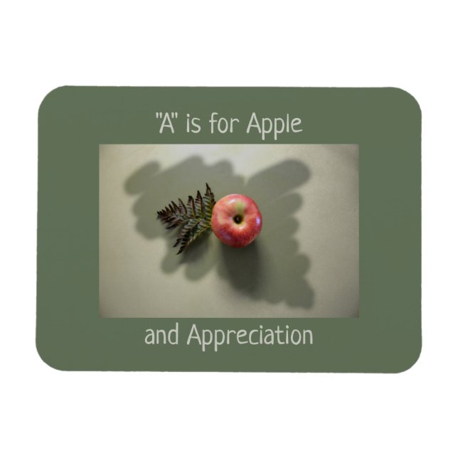 Apple for Teacher Appentiation Customizable Green Magnet (Horizontal)