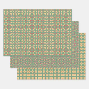 Apple Fruit Abstraktes Vintages geometrisches Must Geschenkpapier Set
