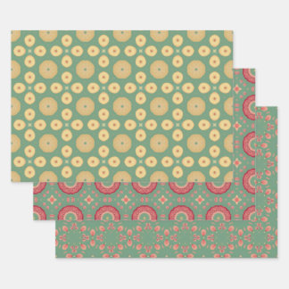 Apple Fruit Abstraktes Vintages geometrisches Must Geschenkpapier Set