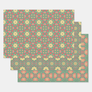 Apple Fruit Abstraktes Vintages geometrisches Must Geschenkpapier Set