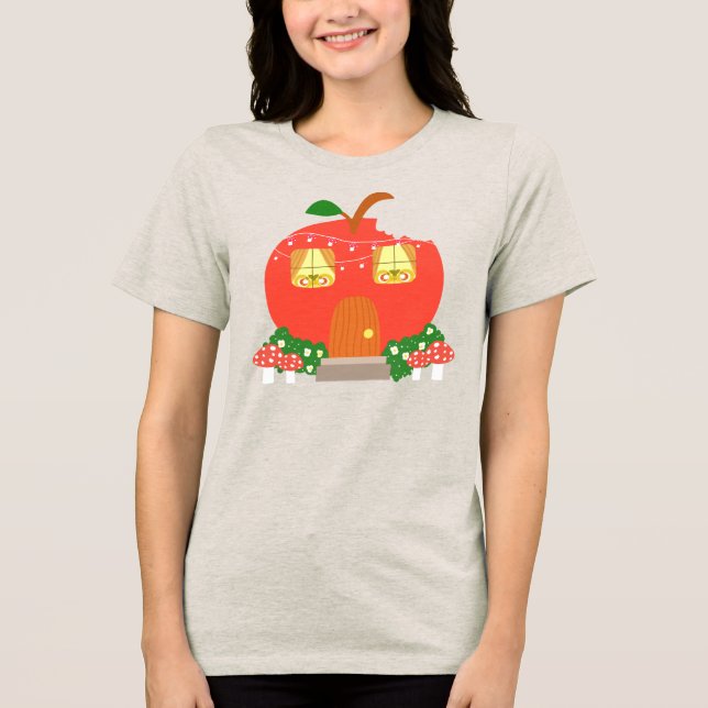 Apple Fruit Frog House Tri-Blend Shirt (Vorderseite)