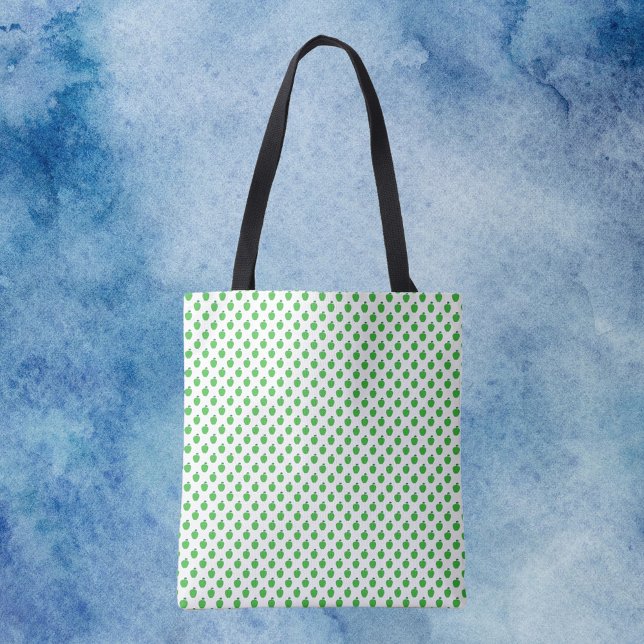 Apple Fruit Green Muster Tasche (A tote bag with a pattern of green apples.)