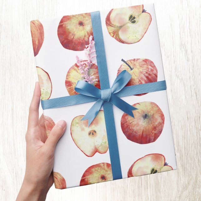 Apple Fruit Watercolor Geschenkpapier (Apple watercolor fruit pattern gift wrapping paper roll)