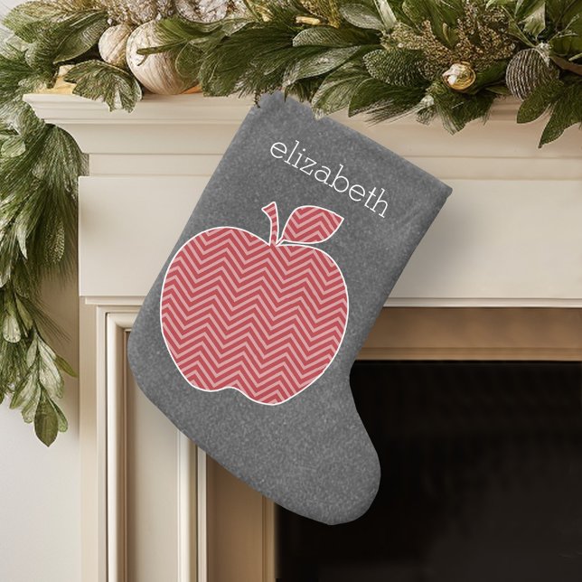 Apple für benutzerdefinierte Lehrer mit trendy Zic Großer Weihnachtsstrumpf (Personalized Christmas Stocking)