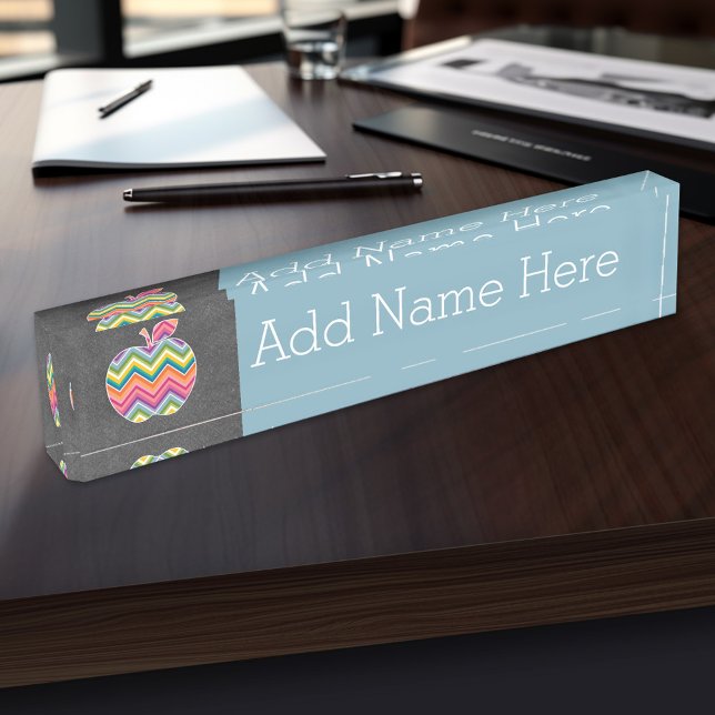 Apple für benutzerdefinierte Lehrer mit trendy Zic Namensplakette (Personalized Teacher Name Plate)