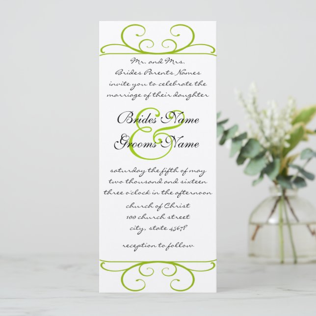 Apple Green Antique Frame Wedding Einladung (Stehend Vorderseite)