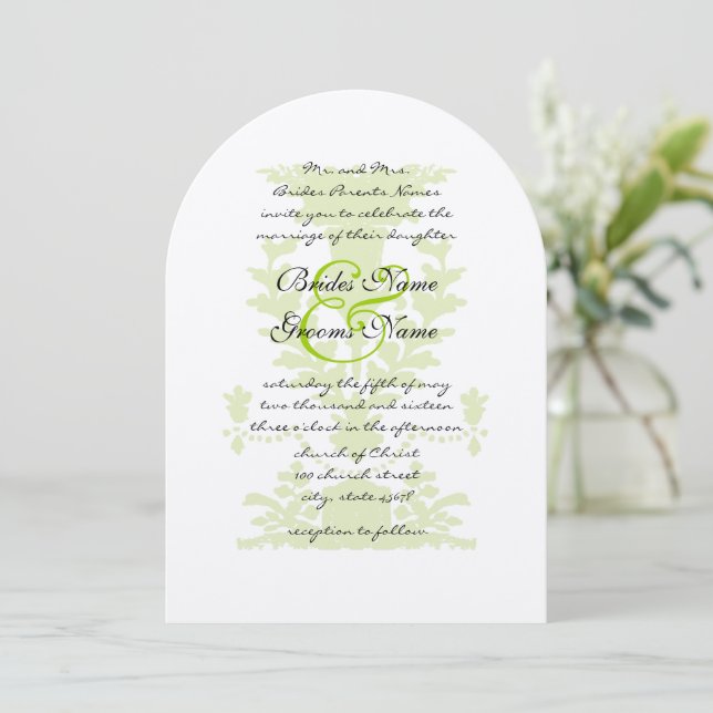 Apple Green Antique Urn Faire-part de mariage (Debout devant)