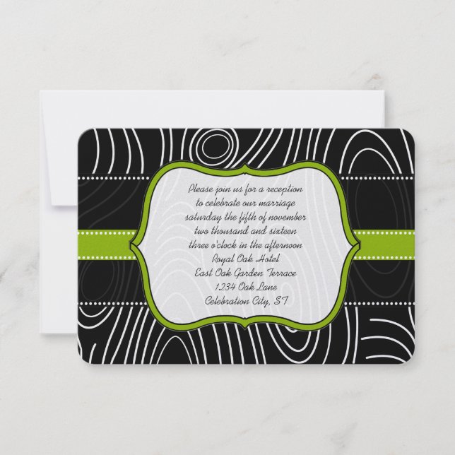 Apple Green Black Wood Grain Empfang Card Einladung (Vorderseite)