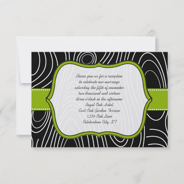 Apple Green Black Wood Grain Empfang Card Einladung (Vorderseite)