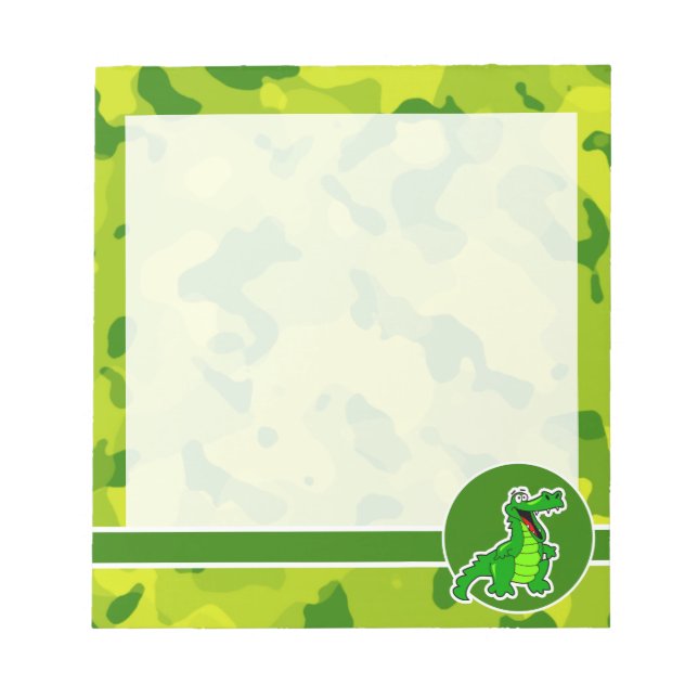 Apple Green Camouflage; Alligator, Gator Notizblock (Vorderseite)