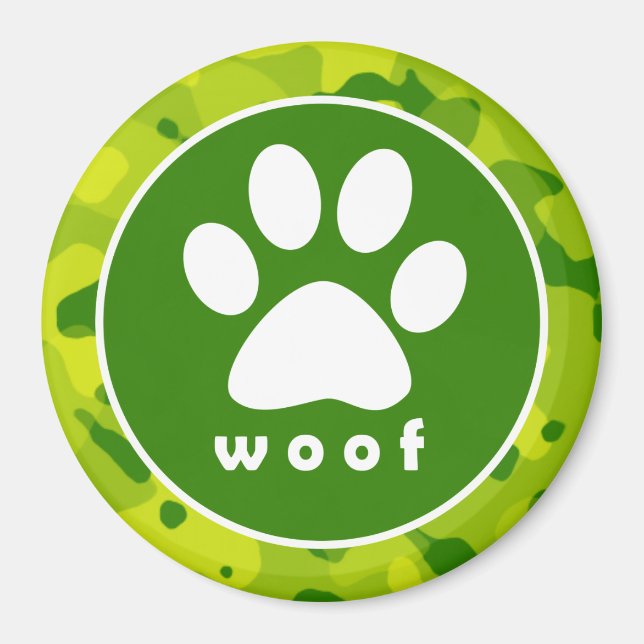 Apple Green Camouflage; Paw Print Magnet (Vorne)