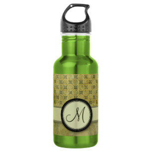 Apple Green Coin Pattern mit Monogramm Trinkflasche