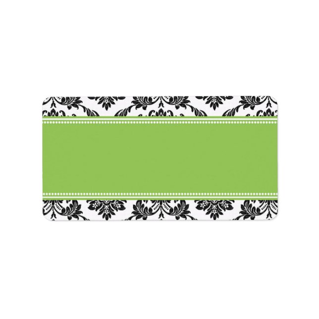 Apple Green Damask Wedding Address Labels Adressaufkleber (Vorne)